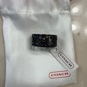 Coach Black metal  Patterned Ring